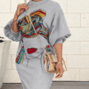 Women's Grey Balloon Armed Dress